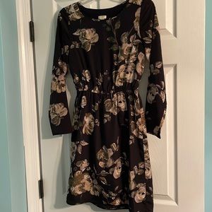 Black floral long sleeve J Crew Dress